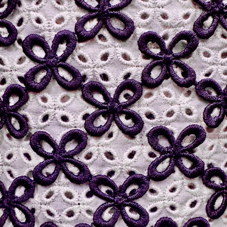 Cotton-Blend Fabric, Eyelet Raised Embroidery(2 Colors) - By the Yard