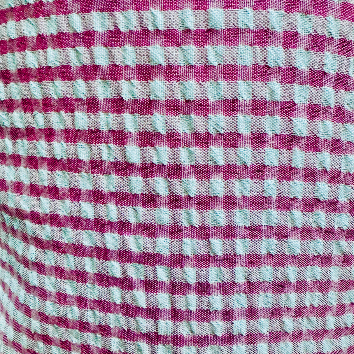 Cotton-Blend Fabric, Gingham Check, Dot Type Textured(2 Colors) - By the Yard