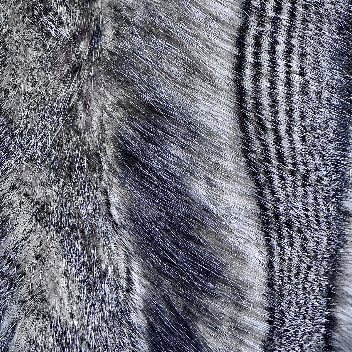 Faux Fur Fabric – Silver Gray & Black(#FFL14) - By the Yard