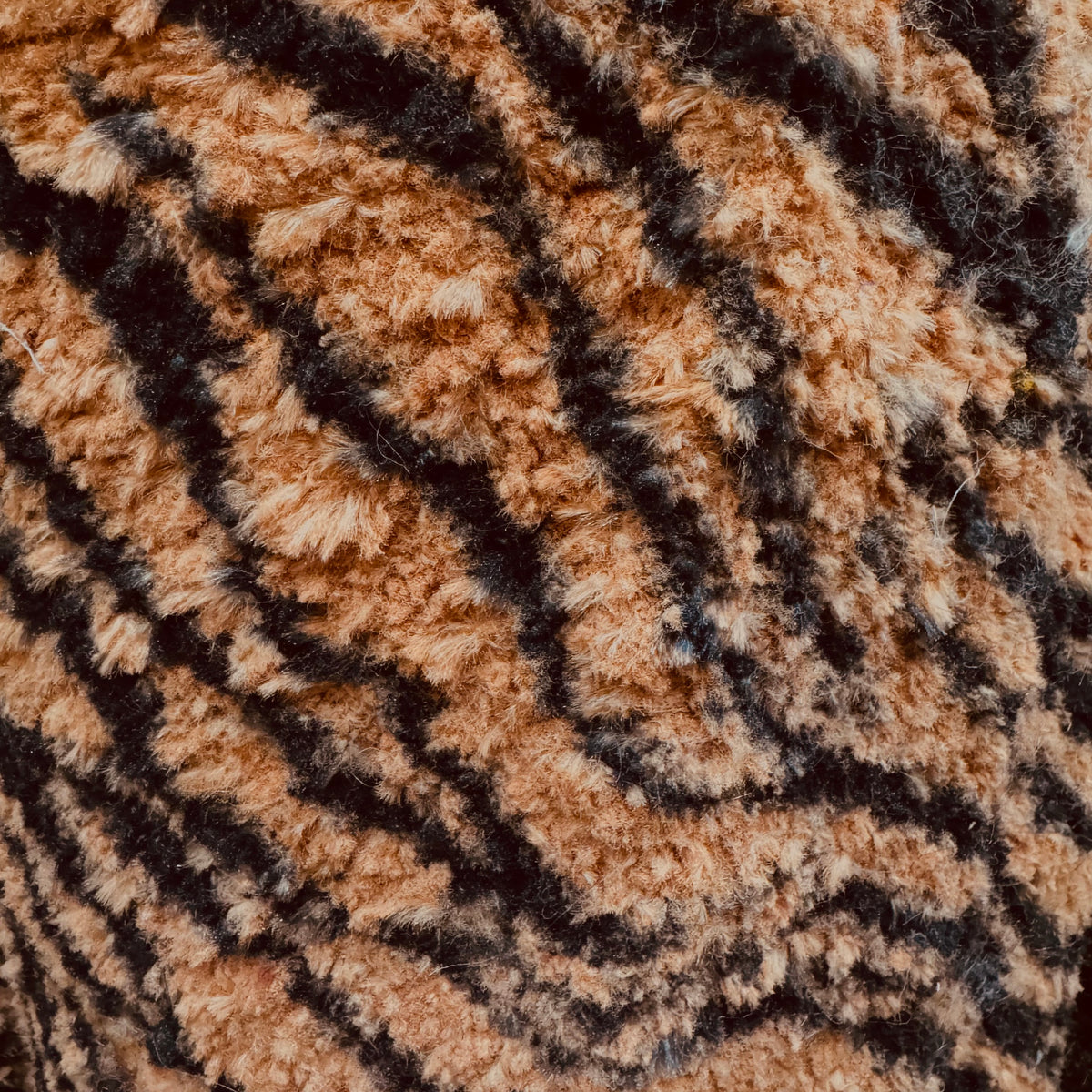 Faux Fur Fabric, Tiger Textured, Brown & Black, Short Pile(#FFS08) - By the Yard