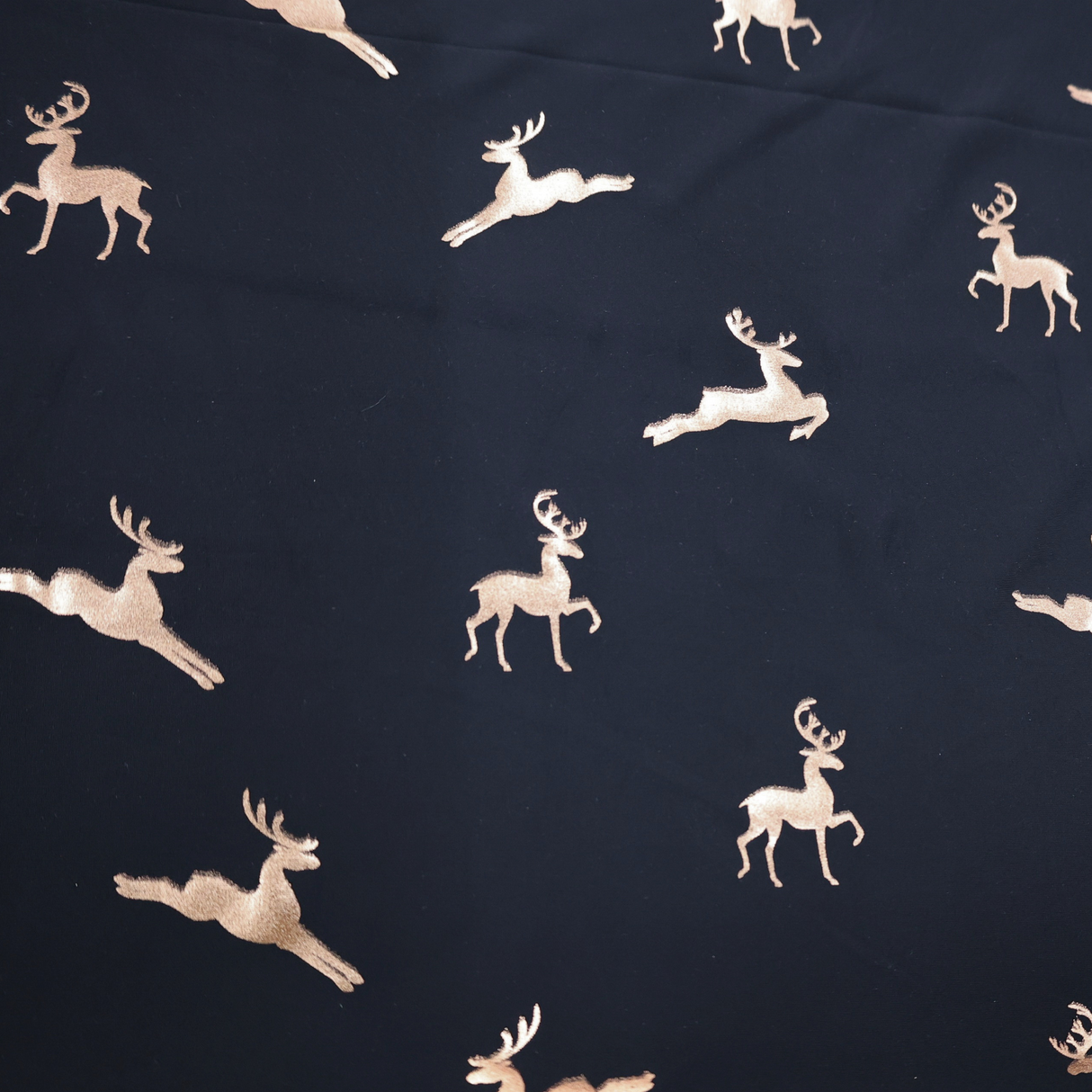 Christmas Metallic Deer Print Spandex Fabric(#CCD01)By the Yard