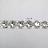 Rhinestone Beaded Chain Trim Ribbon - 10 Yds, Crystal-Silver
