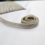 Rhinestone Beaded Chain Trim Ribbon - 10 Yds, Crystal-Silver