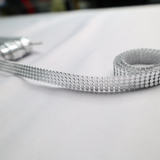 Rhinestone Beaded Chain Trim Ribbon - 1.3 Yds/10 Pcs, Silver