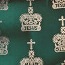 Poly-Blend Fabric, Religious Crown & Cross Motif(4 Colors) - By the Yard