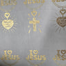Poly-Blend Fabric, Religious Crown & Cross Motif(4 Colors) - By the Yard
