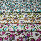 Cotton-Blend Fabric, Rose & Wildflower Scattered Pattern(5 Styles) - By the Yard