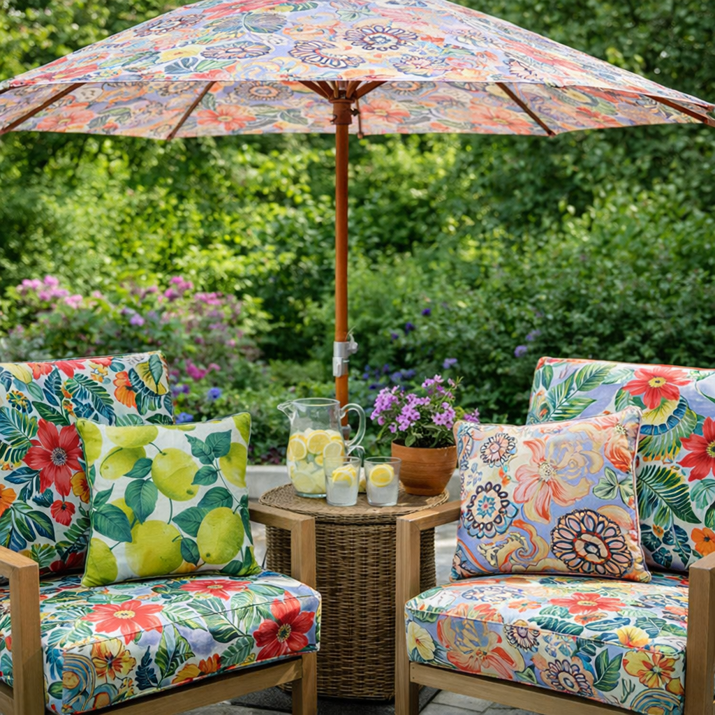 Outdoor Upholstery Fabric, Modern Botanical Leaf & Fruit(5 Styles) - By the Yard