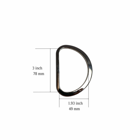 Silver Flat Metal D-Ring - 3 Inch