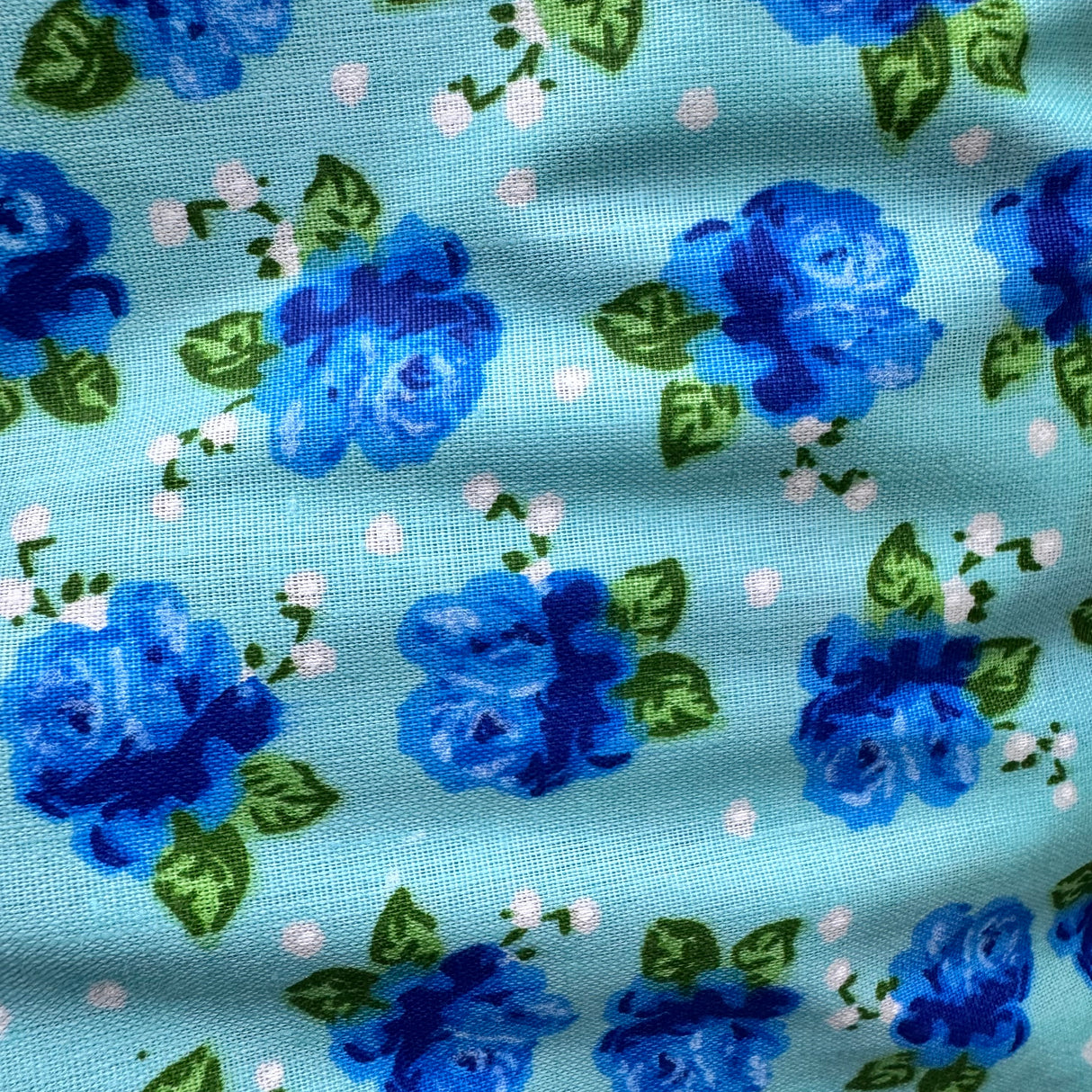 Cartoon Floral Print Poly Fabric Collection – Blue Rose, Garden Bloom & Doodle Flower Designs - By the Yard