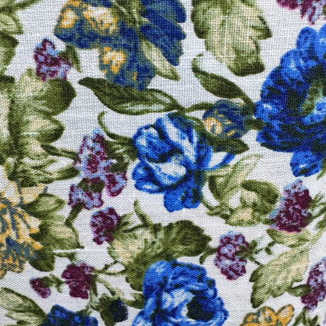 Cartoon Floral Print Poly Fabric Collection – Blue Rose, Garden Bloom & Doodle Flower Designs - By the Yard
