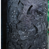 Cutwork Embroidered Lace Fabric, Black with Sequins, By the Yard