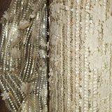 Flower Applique & Stripe Sequin Mesh Fabric – Luxury Lace(2Colors) By the Yard