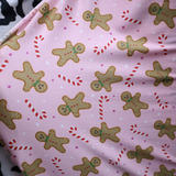 Double Brushed Jersey Knit Fabric/Gingerbread & Candy Cane Print(#IT604) - By The Yard
