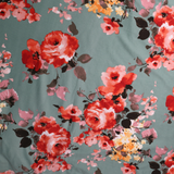 Mint Red Floral Double Brushed Poly Spandex Jersey Knit Fabric – By the Yard