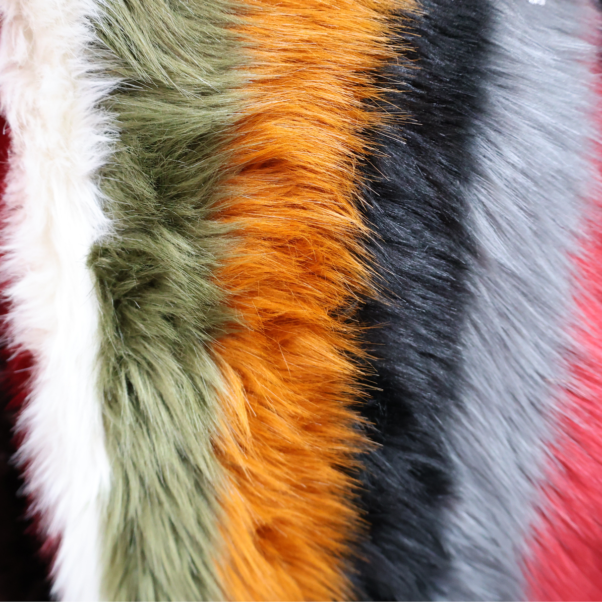 Faux Fur Fabric - Multicolor Striped (#FF06) By the Yard
