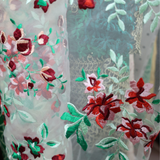 Embroidered Lace Fabric with Multicolor Floral, By the Yard