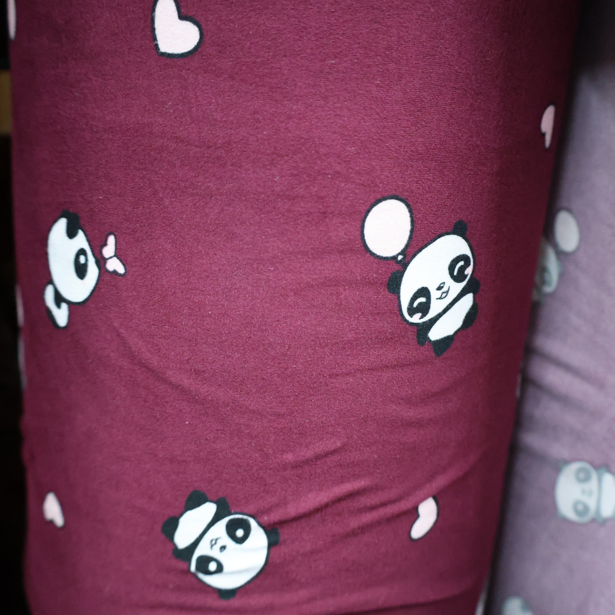 Double Brushed Jersey Knit Fabric Panda & Heart Print(#IT605) - By The Yard