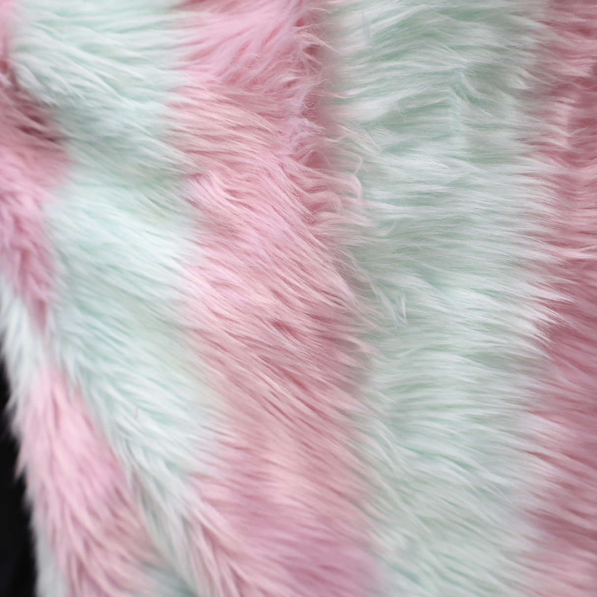 Faux Fur Fabric - Pastel Striped (Pink & Mint) (#FF07) By the Yard