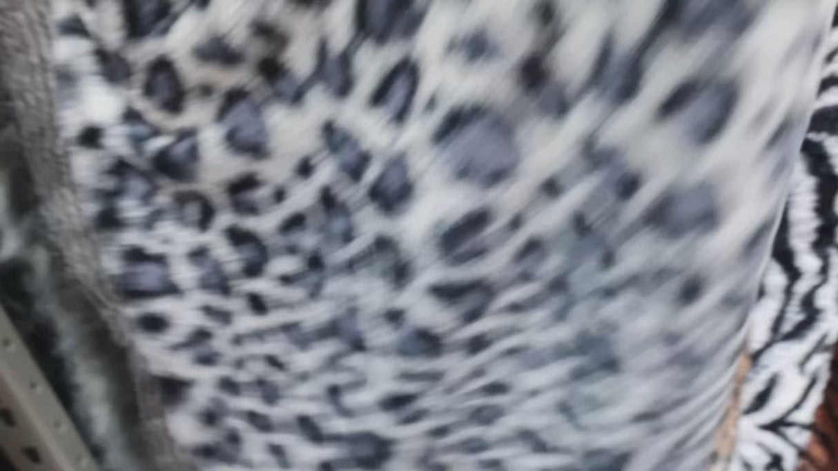 Gray Leopard Print Faux Fur Fabric – Short Pile (#FF12) By the Yard