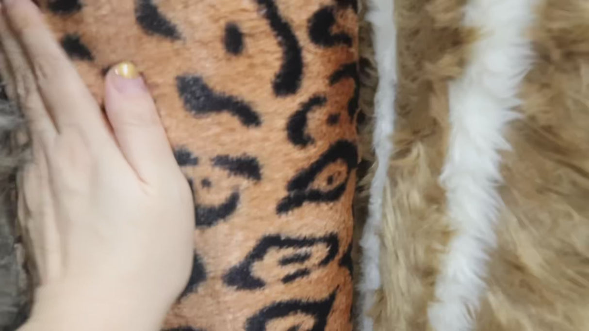 Faux Fur Fabric - Leopard Print (#FF09) By the Yard
