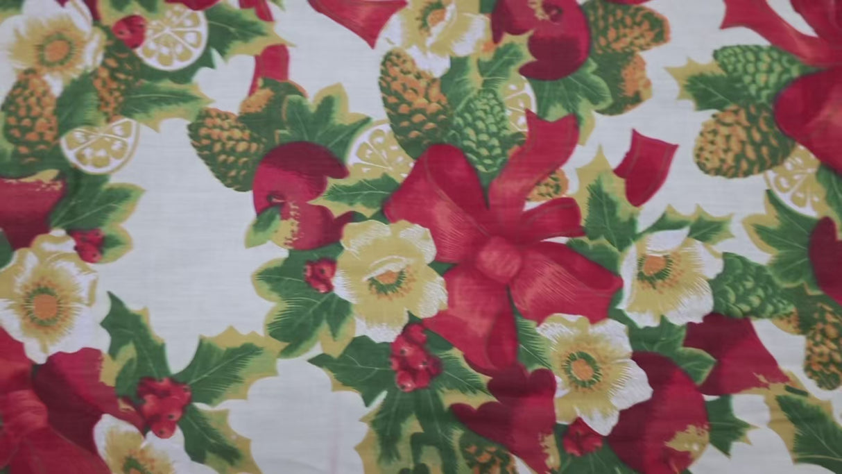 Christmas Print Fabric(3Type) – Cotton Blend, Festive Holiday Design By Yard
