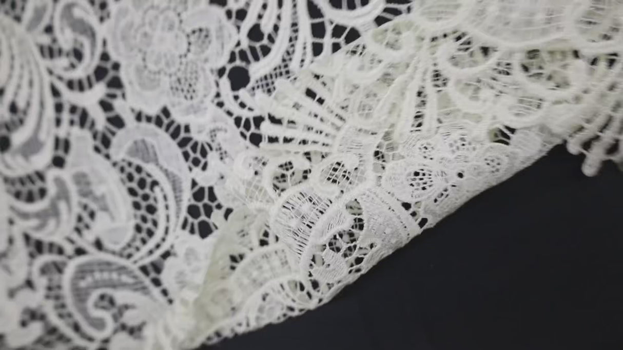 Embroidered Lace Fabric –  Lemon Yellow(#ELA05)/By Yard