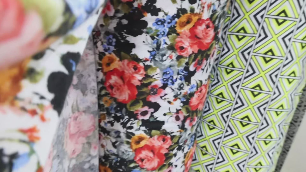 French Terry Knit Fabric/Rose Pattern - By the Yard