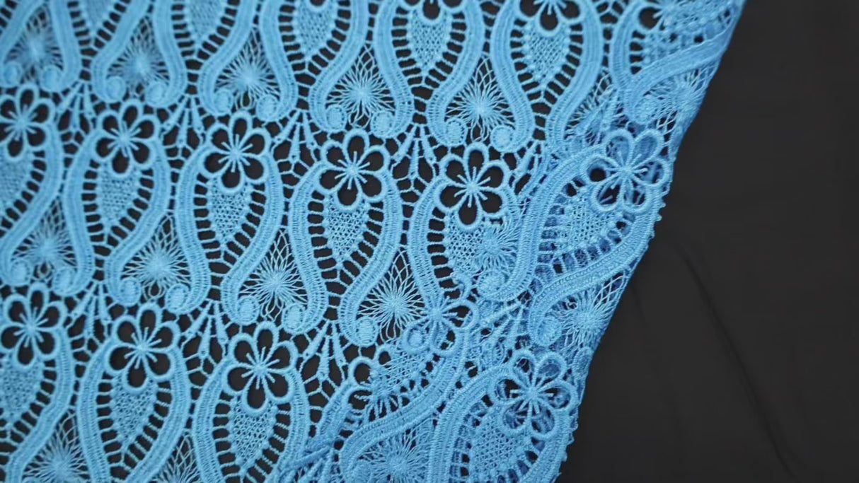 Embroidered Lace Fabric –Blue(#ELA07)/By Yard