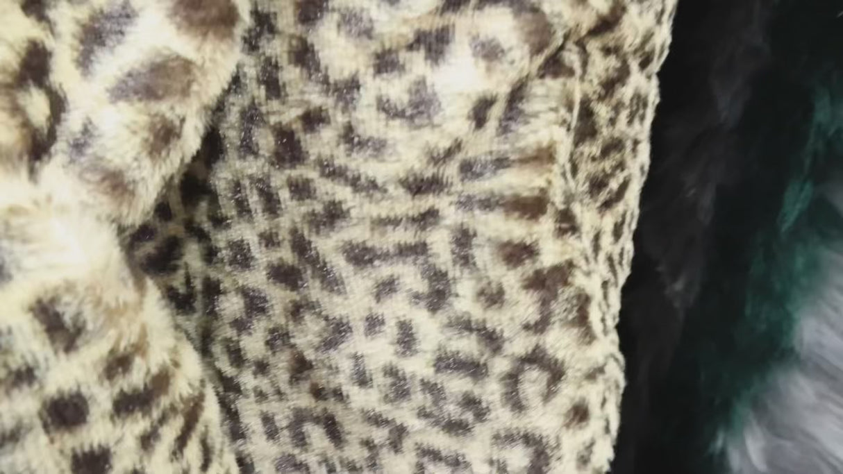 Leopard Print Velvet Knit Fabric – Beige & Dark Brown (#FF14) By the Yard