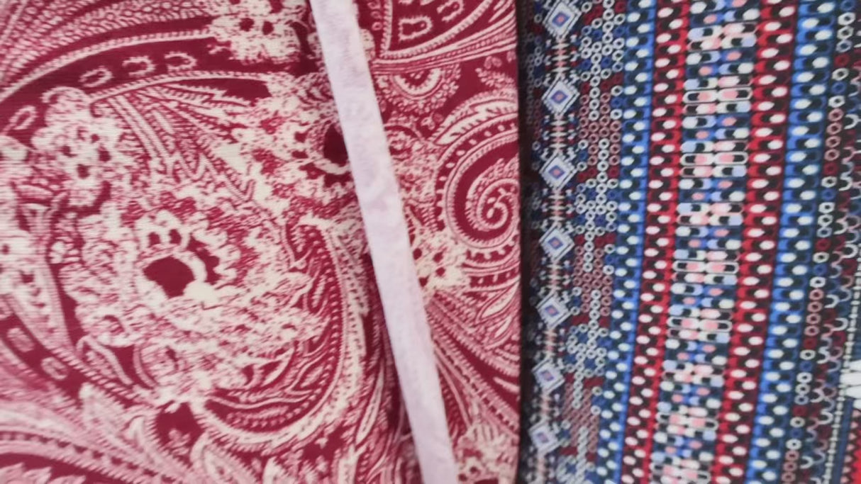 French Terry Knit Fabric/Red Paisley Print(#IT625) - By the Yard