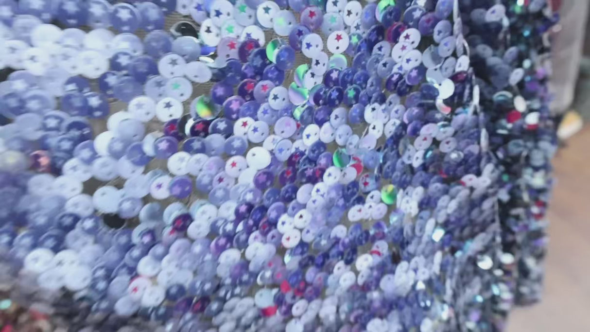 Star Pattern Sequin Mesh Fabric(#SPI19) By the Yard