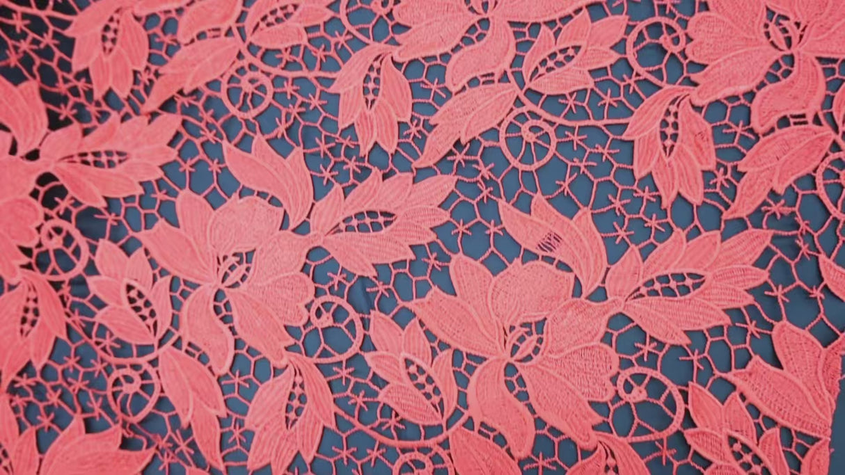 Embroidered Lace Fabric –Red(#ELA06)/By Yard