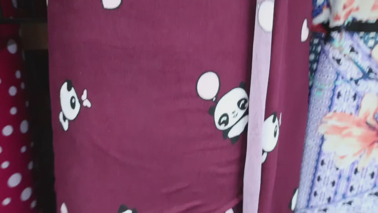 Double Brushed Jersey Knit Fabric Panda & Heart Print(#IT605) - By The Yard