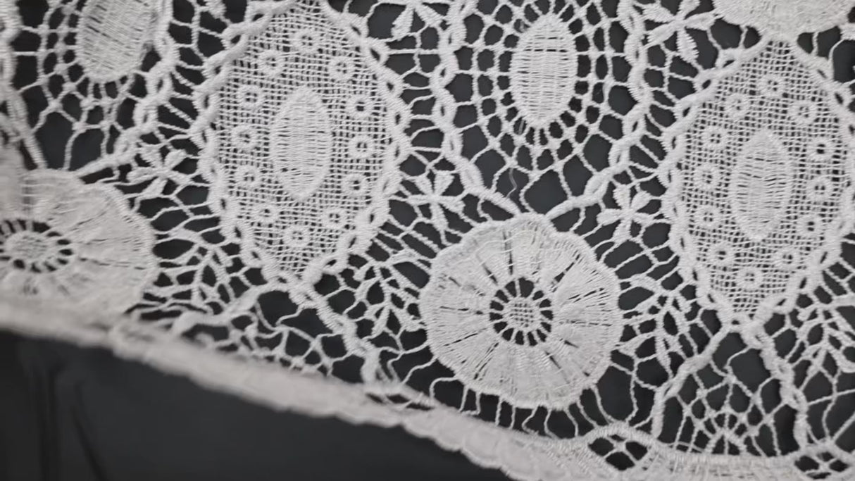 Embroidered Lace Fabric –  Light Gray(#ELA02)/By Yard