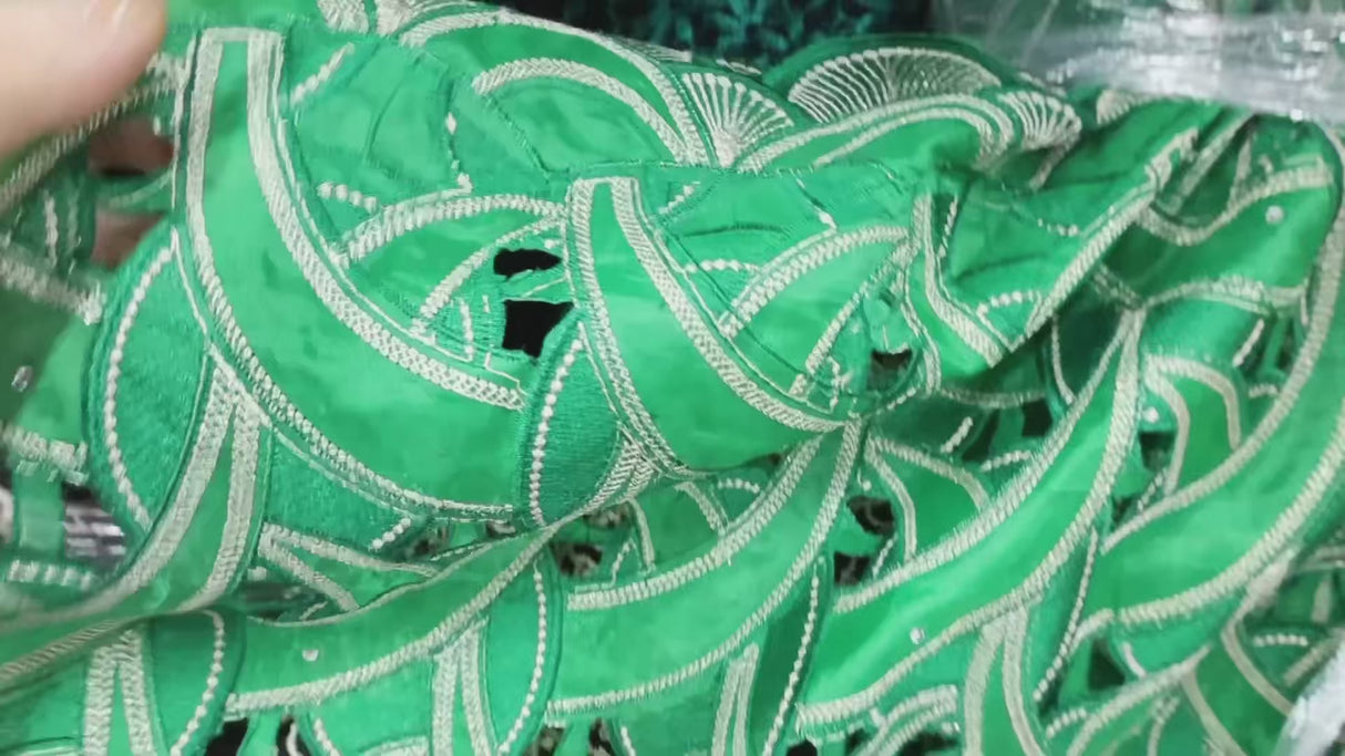 Cutwork Embroidered Lace Fabric(#EM13) By Yard