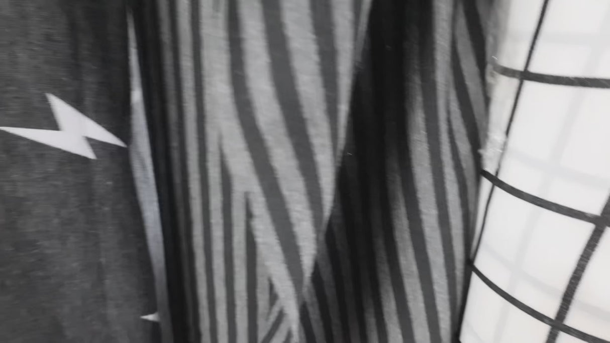 Ponte Knit Fabric Black & Gray Stripe(#Ponte-601) - By The Yard