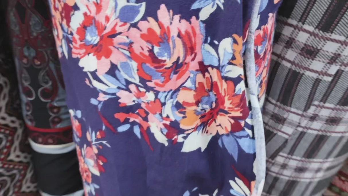 Double Brushed Jersey Knit Fabric/Navy Floral(#IT612) - By The Yard