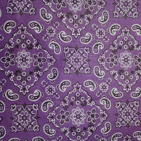 Cotton Blend Fabric, Paisley-Bandana Motif Pattern(7 Colors) - By the Yard