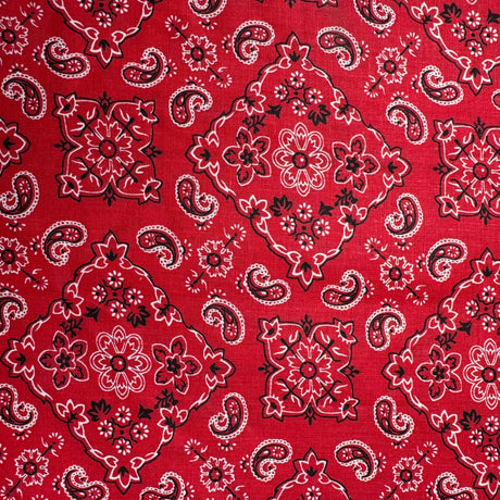 Cotton Blend Fabric, Paisley-Bandana Motif Pattern(7 Colors) - By the Yard