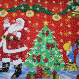 Christmas Polyester Fabric – Santa&Tree Design(#CCP04) By the Yard