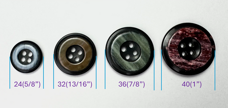 Button, Plastic Resin, RENO Italy, 24L(5/8"), 4 Gross Box, for Sewing & Craft, Art & Deco