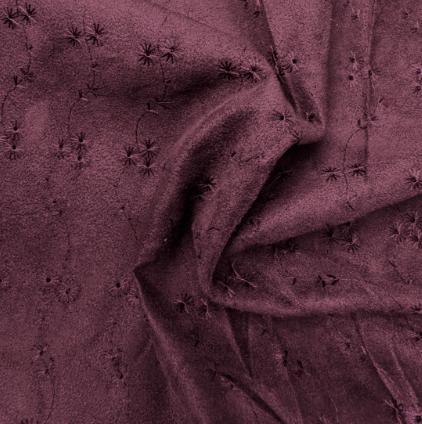 Suede Fabric, Embroidered Faux(3 Colors)  – By the Yard