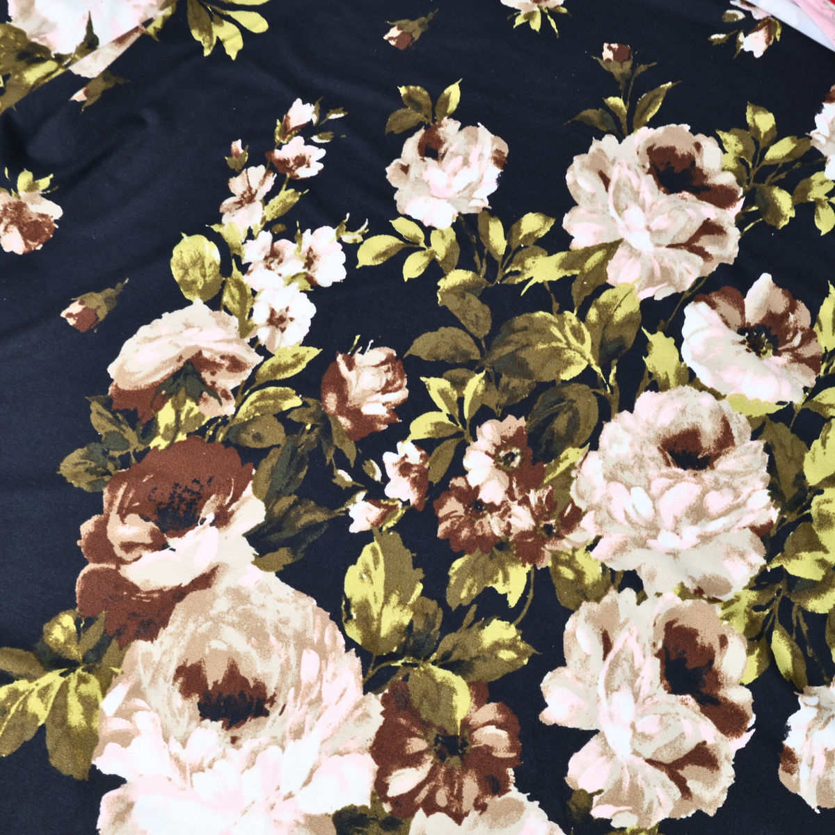 Vintage Floral Double Brushed Poly Spandex Jersey Knit Fabric – By the Yard