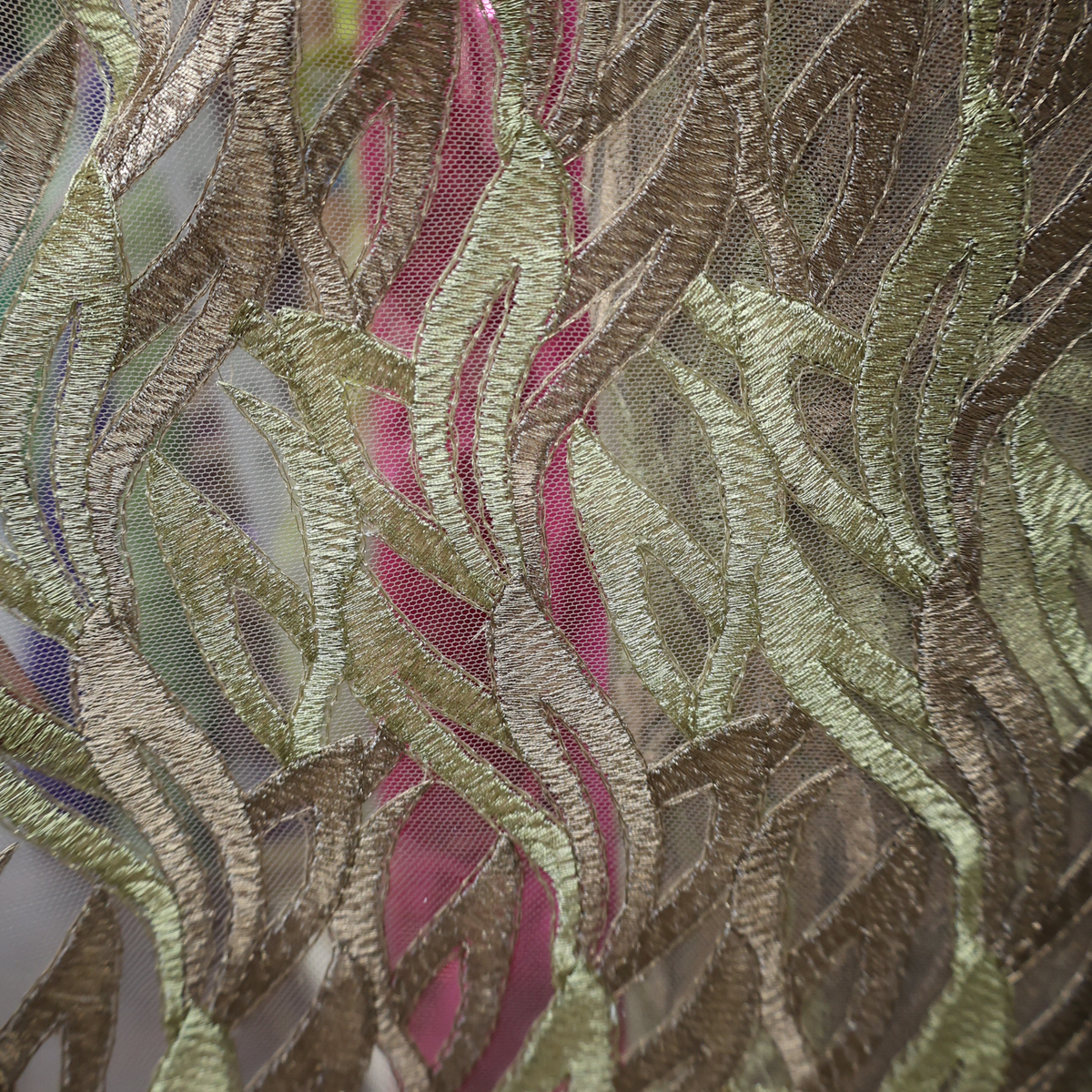 Embroidered Lace Fabric with Wave Pattern, By the Yard