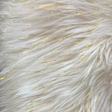 White with gold thread accents Faux Fur Fabric(#FF04) by Yard