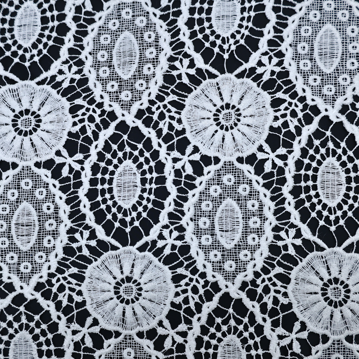 Embroidered Lace Fabric –White(#ELA01)/By the Yard